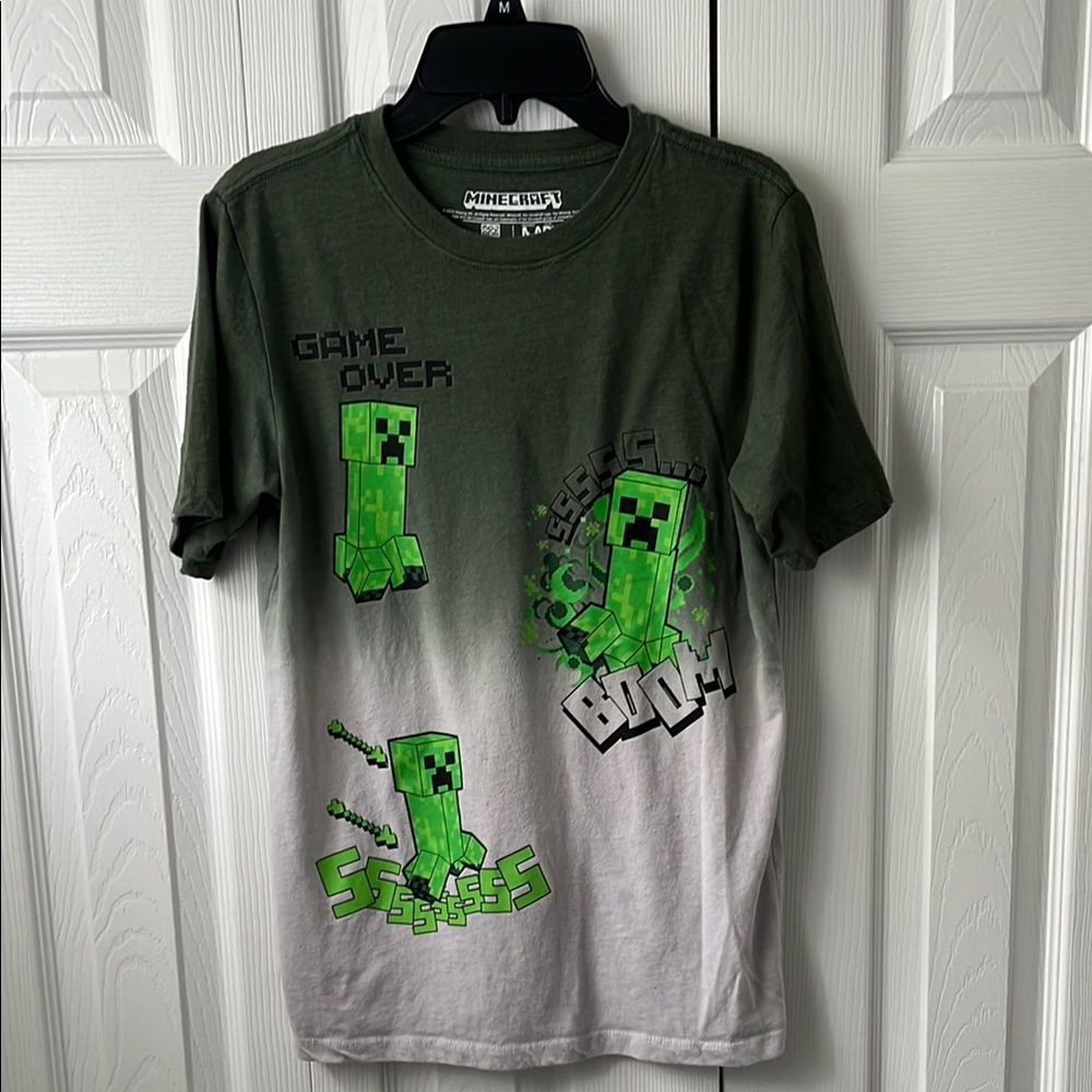 Minecraft Kids Creeper Short Sleeve Tee - Green and Gray